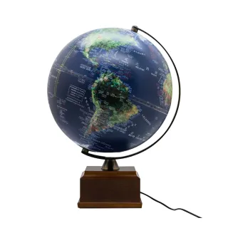 【WUZ 屋子】SkyGlobe 10吋衛星觸控鋰電池木盒底座地球儀-中英文對照(AR互動款)