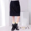 【betty’s 貝蒂思】微洗色古著風短裙(黑色)