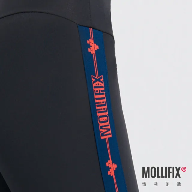 【Mollifix 瑪莉菲絲】Pixel Art 極簡側織帶動塑褲、瑜珈服、Legging(黑)