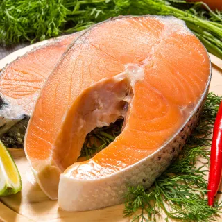 【鮮綠生活】超厚智利鮭魚切片(330g±10%/片 包冰率20% 共7片)