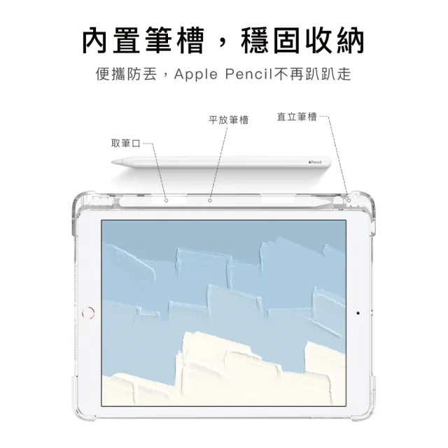 【BOJI 波吉】iPad Air 4/5 10.9吋 三折式內置筆槽可吸附筆透明氣囊軟殼 復古油畫款