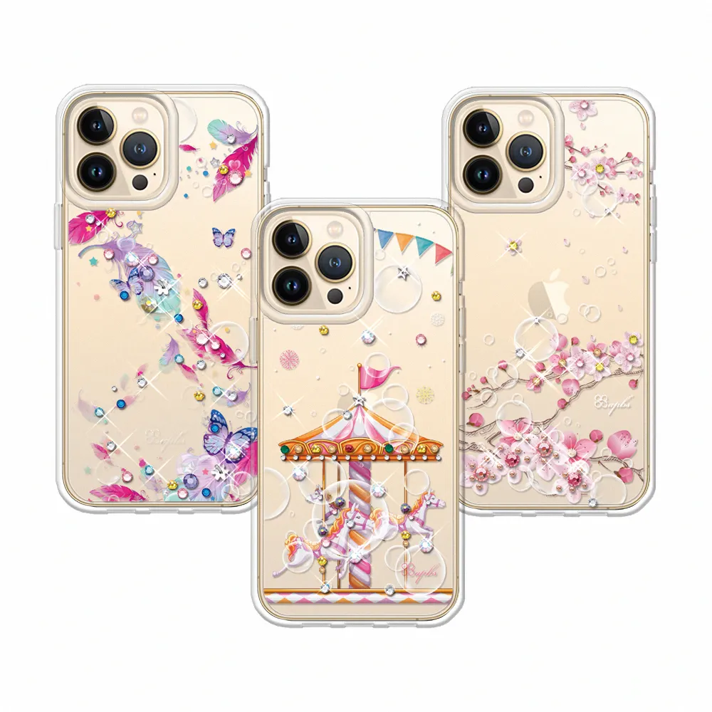 【apbs】iPhone 13 Pro Max / 13 Pro / 13 輕薄軍規防摔水晶彩鑽手機殼(多圖可選04)