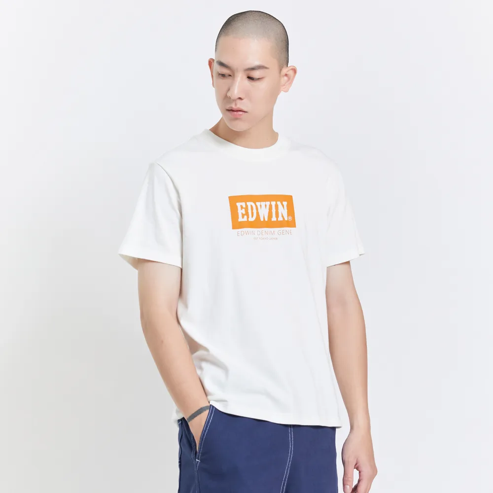 【EDWIN】男裝 冰河玉涼感LOGO短袖T恤(白色)