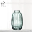 【好物良品】綠色三入組_簡約浮雕玻璃迷你一支小花瓶 花藝花器 桌面裝飾品(圓錐瓶、圓高瓶、圓胖瓶各一)