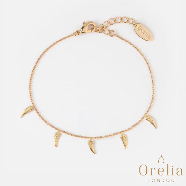 【Orelia】英國雅致品牌 Mini Tusk 迷你號角魅力鍍金手/腳鍊