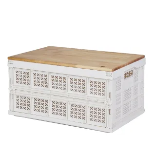 【livinbox 樹德】FB-5336 耐重折疊籃+木蓋(可折疊/露營收納/汽車收納)