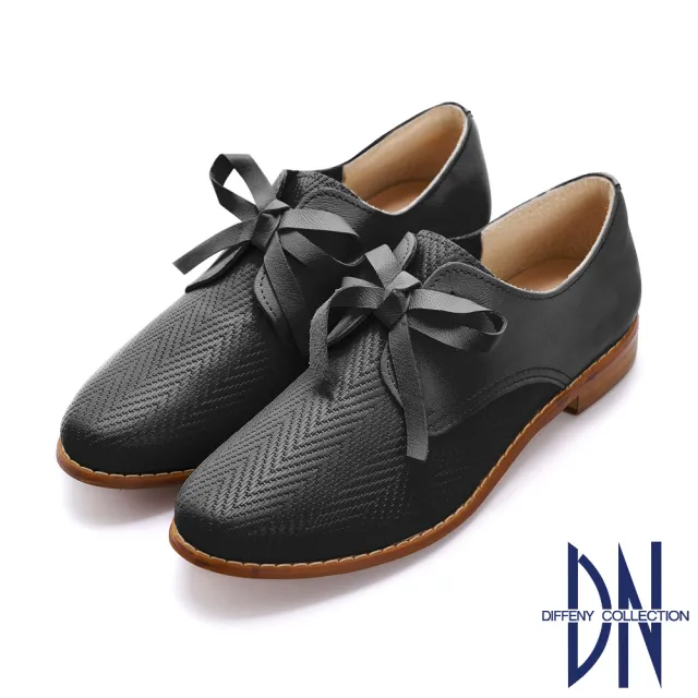 【DN】平底鞋_MIT柔軟羊皮蝴蝶結造型牛津鞋(黑)