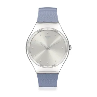 【SWATCH】Skin Irony 超薄金屬系列手錶BLUE MOIRE 藍色波光 瑞士錶 錶(38mm)