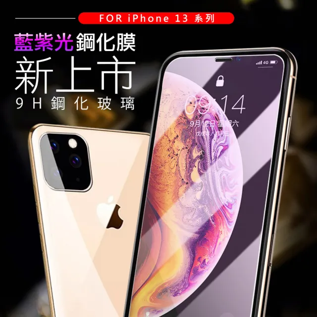 iPhone 13 Pro 6.1吋 非滿版藍紫光9H玻璃鋼化膜手機保護貼(3入 13PRO保護貼 13保護貼13鋼化膜)