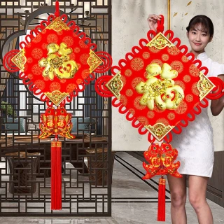 【寶堂居】2入組中國結 花開富貴 迎金福有餘-超大83x138cm-#307(新春過年掛飾/入厝裝飾/平安結裝飾)