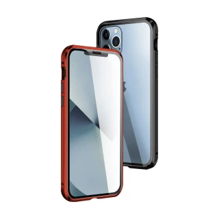 iPhone 13 Pro Max 6.7吋 金屬透明全包覆磁吸雙面玻璃殼手機保護殼(13PROMAX手機殼 13PROMAX保護套)