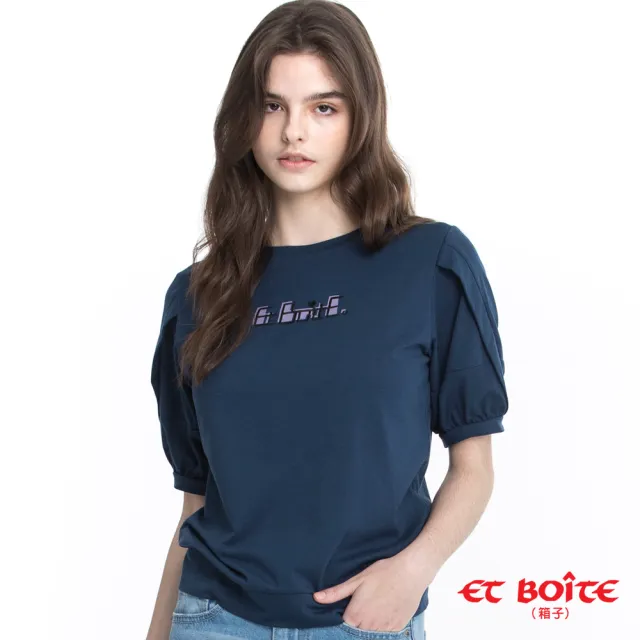 【BLUE WAY】女款 變化袖圓領LOGO 短袖 上衣- ET BOiTE 箱子