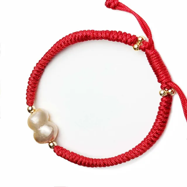 【大東山樑御珊瑚】天然珍珠紅色手環-好事發生(花生形珍珠稀有獨特)