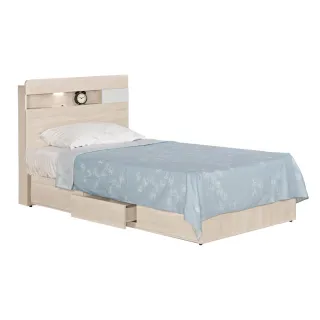 【BODEN】斯緹3.5尺藍色單人抽屜床組(LED燈床頭片+三抽收納床底-不含床墊)
