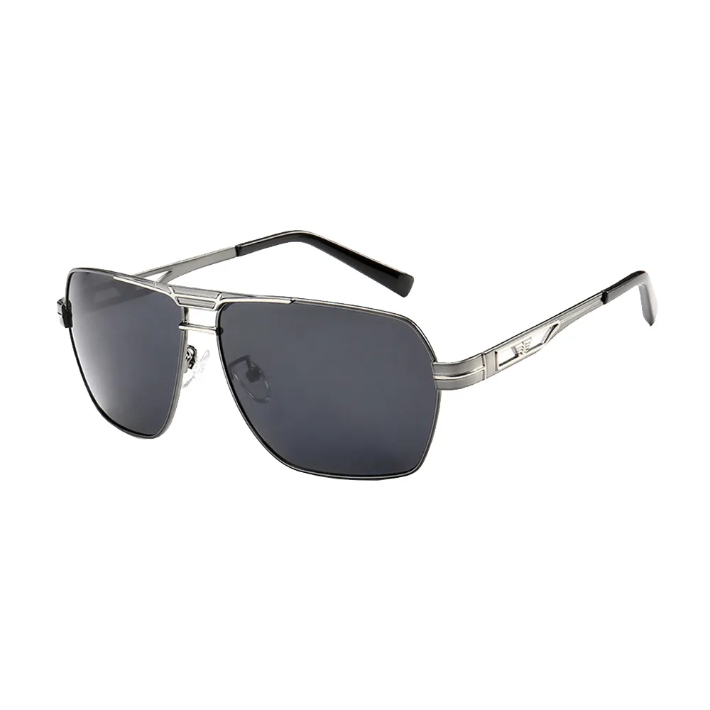 【MEGASOL】UV400防眩偏光太陽眼鏡時尚男女中性大框墨鏡(金屬矩方大框GD-2648-多色選)