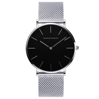 【HANNAH MARTIN】日本機芯簡約不鏽鋼黑面米蘭帶腕錶(HM-CH02-WYY)