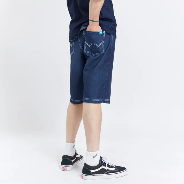 【EDWIN】男裝 JERSEY 冰河玉寬鬆短褲(酵洗藍)