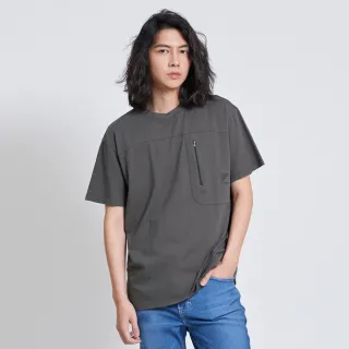 【EDWIN】男裝 EFS 冰河玉機能剪接速乾短袖T恤(灰色)