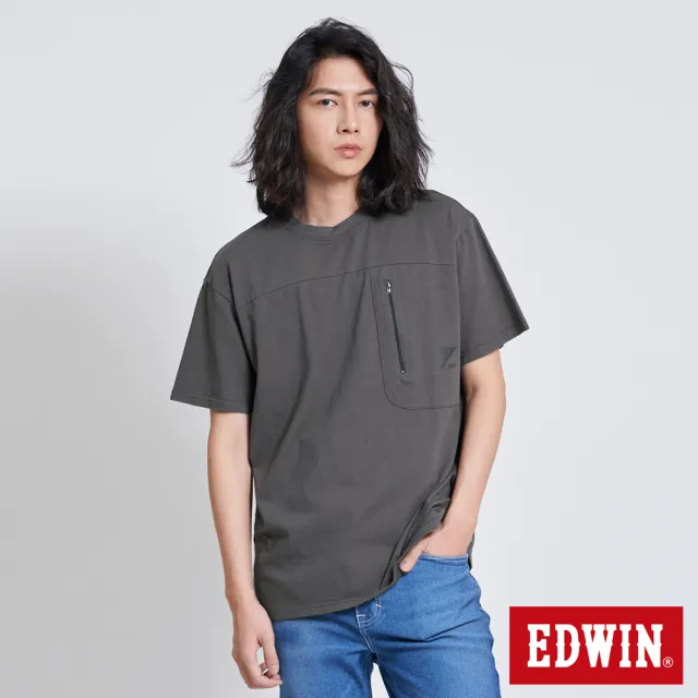 【EDWIN】男裝 EFS 冰河玉機能剪接速乾短袖T恤(灰色)