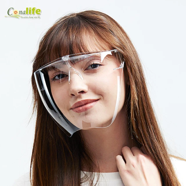 【Conalife】防疫神器自我防護高透強化隔離眼鏡面罩(1入)