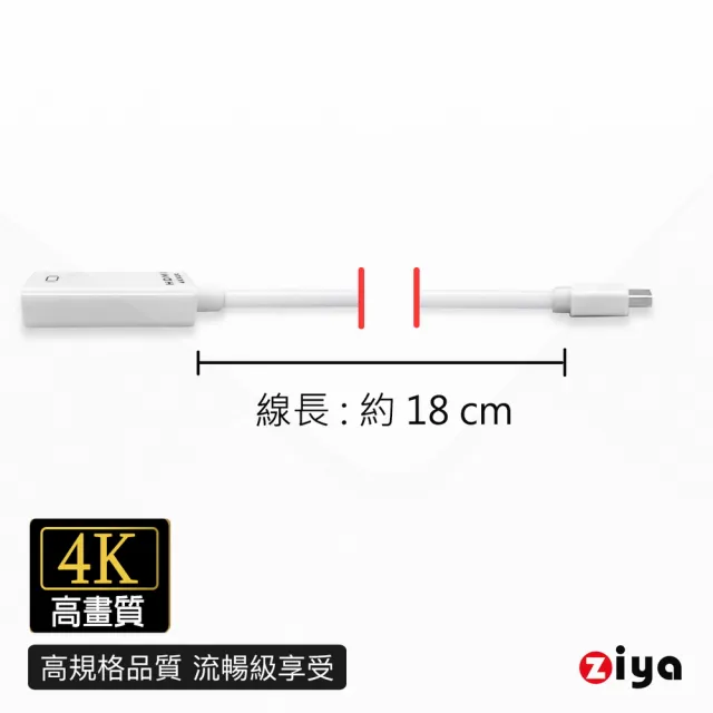 【ZIYA】HDMI2.0 Mini DisplayPort 公 對 HDMI母 4K 18cm HDMI 線(輕巧型)
