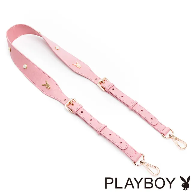 【PLAYBOY】珍珠/兔頭五金裝飾背帶 PLAYBOY背帶系列(粉色)