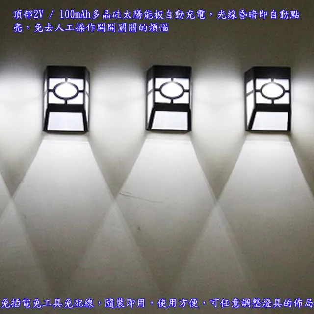 【月陽】歐式太陽能自動光控2LED璧燈台階燈庭園燈(EU118)