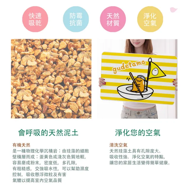 【收納王妃】(三麗鷗)凱蒂貓KITTY 美樂蒂 酷洛米 硬式珪藻土 吸水地墊 腳踏墊(尺寸:60x39x0.9cm)