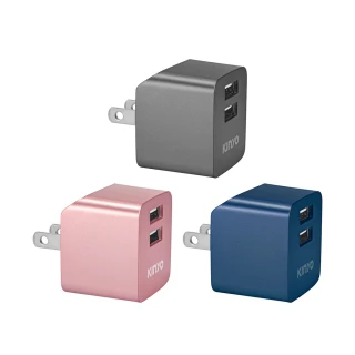 【KINYO】AC插頭可折疊雙孔USB充電器(顏色隨機)