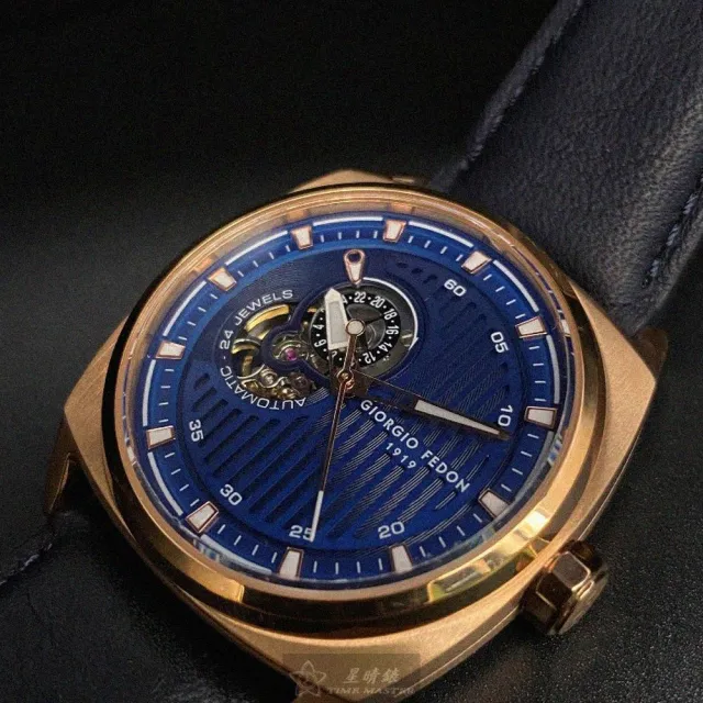 【GIORGIO FEDON 1919】喬治飛登1919男錶型號GF00009(寶藍色錶面玫瑰金錶殼寶藍真皮皮革錶帶款)