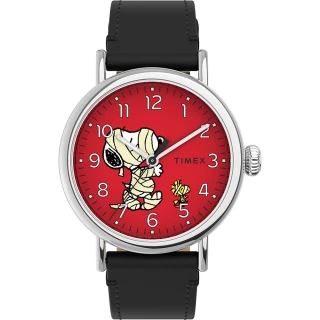 【TIMEX】天美時 x SNOOPY 限量聯名系列 可愛繃帶款手錶(紅x黑 TXTW2U86000)