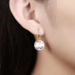 【Aphrodite 愛芙晶鑽】圓形鑲嵌水晶造型耳環(黃金色)