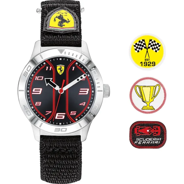 【Ferrari 法拉利】賽車徽標 手錶 童錶 -34mm(0810022)