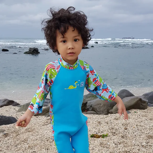 【Splash About 潑寶】兒童 連身泳裝 防寒 抗UV-恐龍航海記-2-8歲(兒童泳裝)