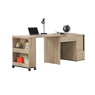 【柏蒂家居】羅迪4尺多功能四抽伸縮書桌/L型工作桌組合(書桌+側拉櫃)