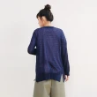 【Dailo】亞麻V領洞洞-女長袖針織衫 V領 藍 杏 黃(三色/魅力商品/版型適中)