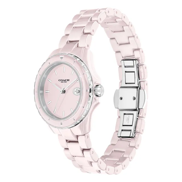 【COACH】官方授權經銷商 經典C字LOGO陶瓷手錶-32mm/粉 母親節 禮物(14503806)