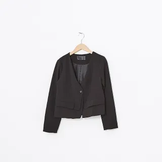 【MASTINA】經典設計短版-女長袖外套(黑色/魅力商品/版型適中)