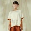 【MOSS CLUB】捲捲印花配色-女短袖上衣 印花 綠 米(二色/版型適中)