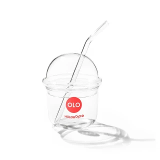 【Holoholo】BoBo Mini 玻璃吸管杯－小（200ml／紅色－表情款）