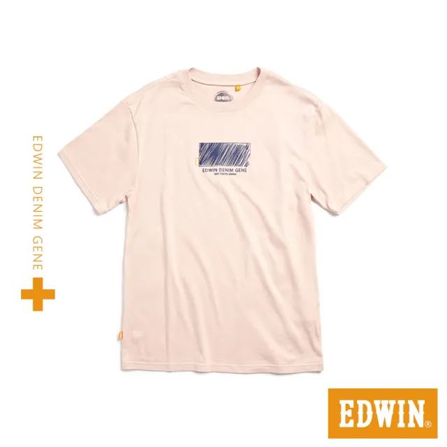 【EDWIN】男裝 PLUS+ 塗鴉LOGO短袖T恤(淡桔色)