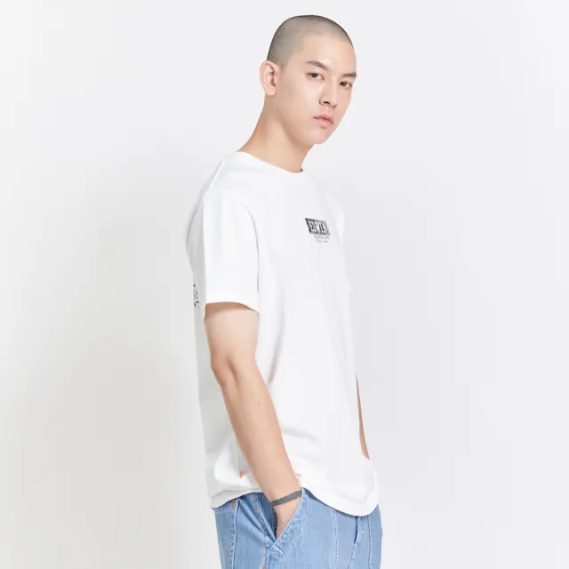 【EDWIN】男裝 PLUS+ 職人手繪LOGO短袖T恤(白色)
