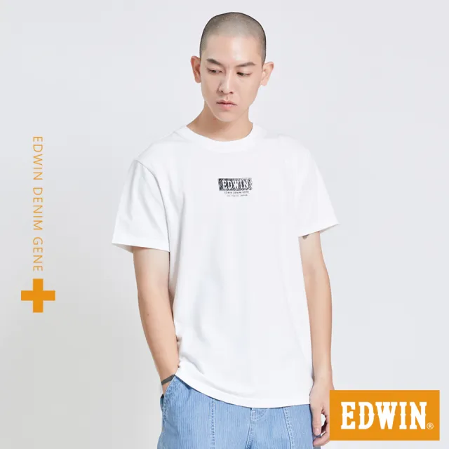 【EDWIN】男裝 PLUS+ 職人手繪LOGO短袖T恤(白色)