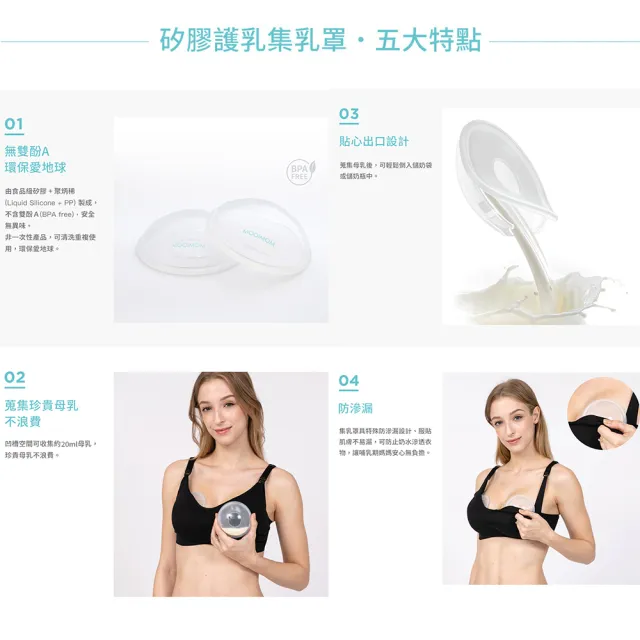 【MOOIMOM 沐伊孕哺】矽膠護乳集乳罩(2入組)