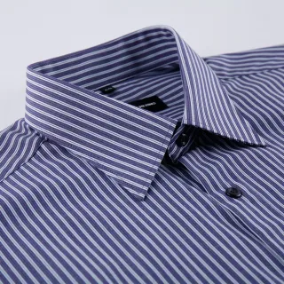 【ROBERTA 諾貝達】台灣製 合身版 品味條紋長袖襯衫(紫)