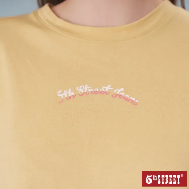 【5th STREET】女裝 短t 短袖 上衣 t恤 TEE 寬版 logo 棉質 黃色(570869)