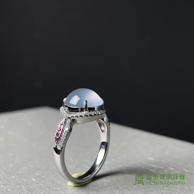 【Fubibaoding jeweler 富璧寶鼎珠寶】冰種蛋面紅寶翡翠戒指(天然Ａ貨 冰種 翡翠 紅寶石 國際圍#11)