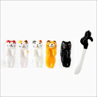 【HOLA】貓樂園可掛式陶瓷咖啡匙 混款
