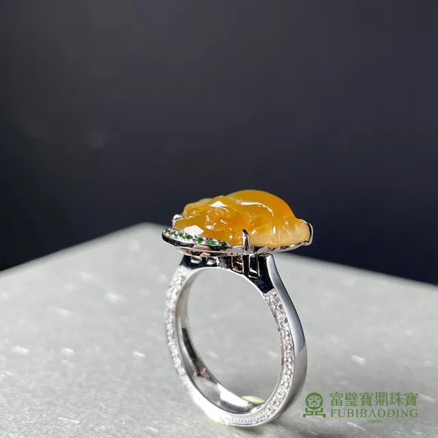 【Fubibaoding jeweler 富璧寶鼎珠寶】冰種黃翡彌勒佛翡翠戒指墜(天然Ａ貨 黃翡 彌勒佛 國際圍#11.5)