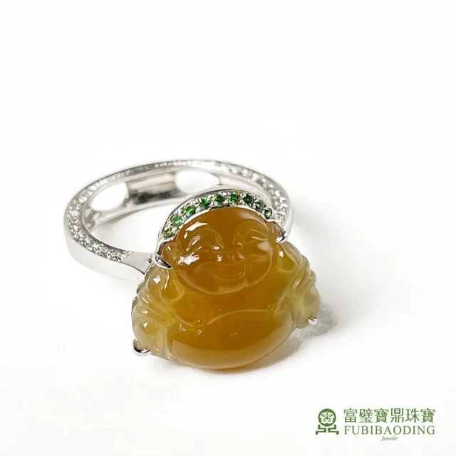 【Fubibaoding jeweler 富璧寶鼎珠寶】冰種黃翡彌勒佛翡翠戒指墜(天然Ａ貨 黃翡 彌勒佛 國際圍#11.5)